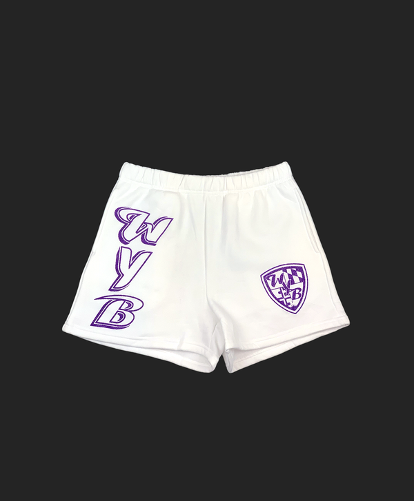 WYB Glitter Logo Ladies Sweatshorts (White)