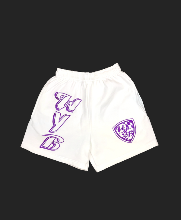 WYB Glitter Logo Sweatshorts (White)